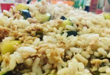 Brown rice with tuna and zucchini